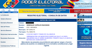 Henrique Capriles también aparece como inhabilitado en la página web del CNE